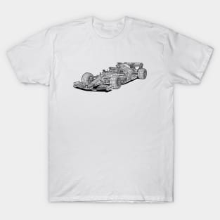 Formula 1 Car Blueprint Sketch Art T-Shirt